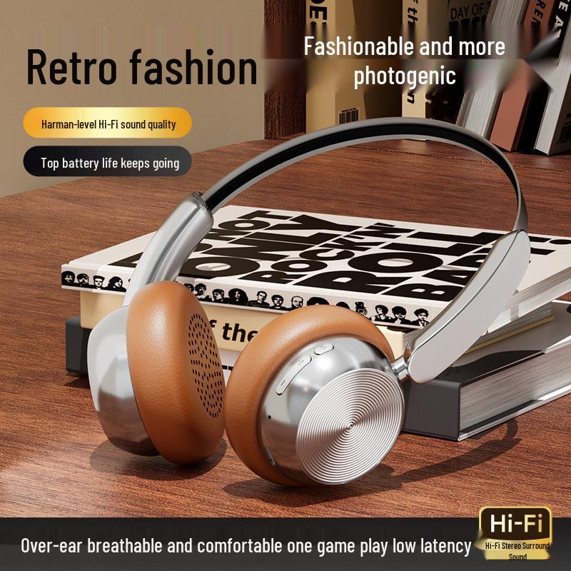 Retro Over-Ear Wireless Bluetooth Headphones with Long Battery Life