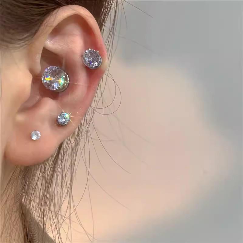 LATS Unisex Magnetic Clip Earrings for Women Six Claw Zircon Non-Piercing Ear Cuff Daily Jewelry Accessories Party Gift