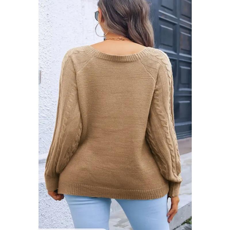 Damen Winter Freizeit Knopf Streifen Einfarbig Strickpullover