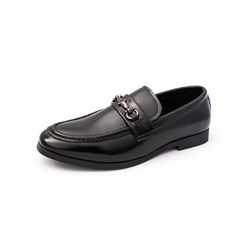 2025 Men s Large Size Leather Loafers - Slip-On Business Casual Shoes 46 чёрный