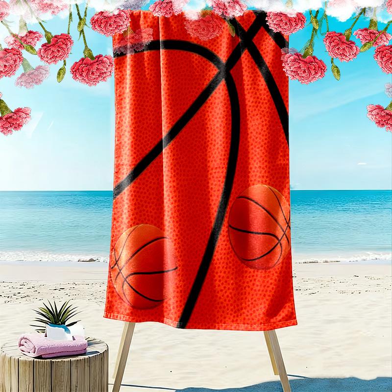 Basketball 2D Flat Print Beach Towel, Large Soft Quick Dry Towel for Beach Camping Swimming.MSTJ0918404