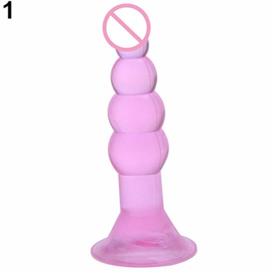 Unisex Pleasure Flexible Beads Anal Sex Toy Butt Plug Insert with Suction Cup