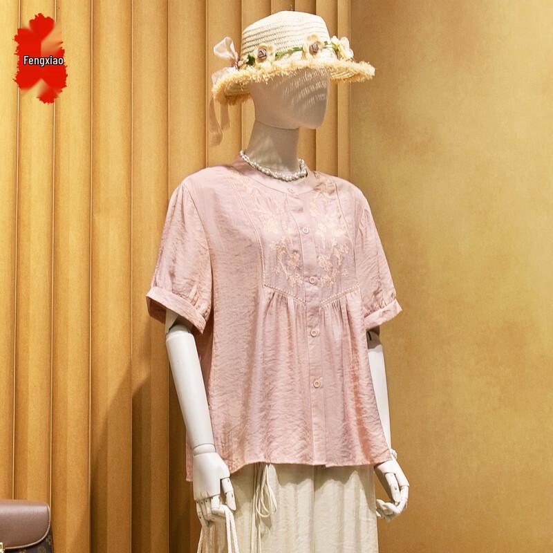 Elegant Embroidered Summer T-Shirt for Middle-Aged Women 3XL