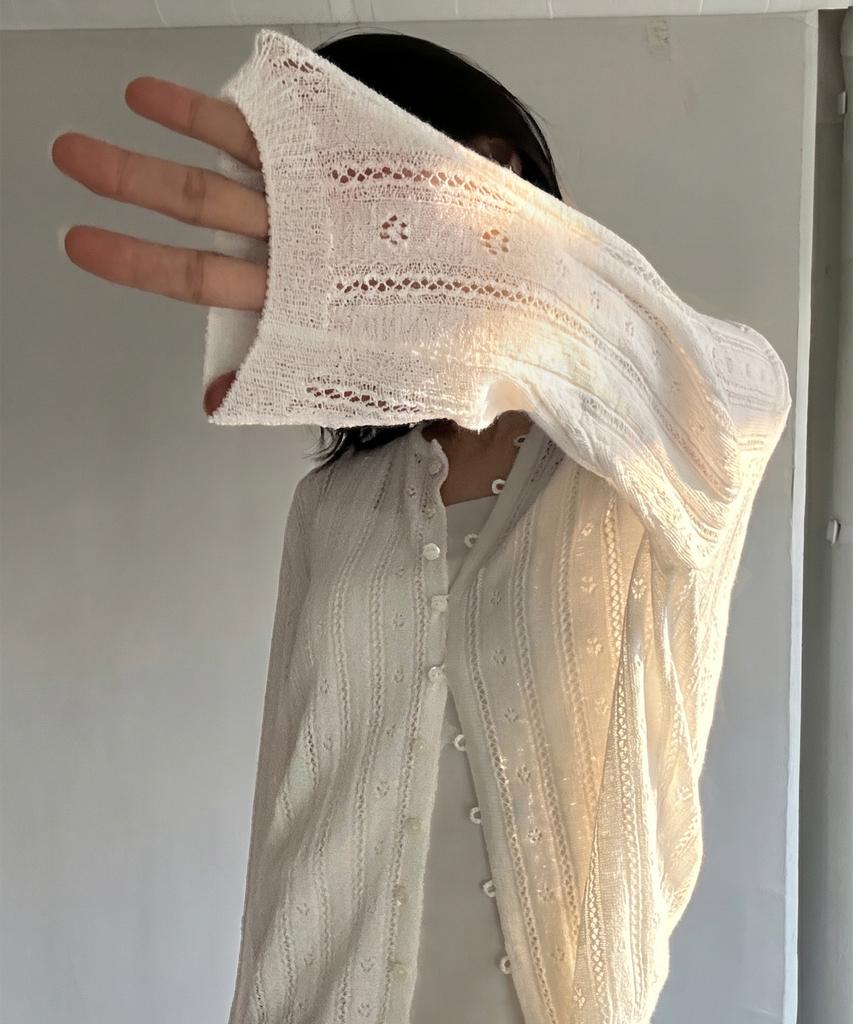 Seuneogeuyu Cozy Blossom Loop Mother-Of-Pearl Cardigan_2 Colors_S M