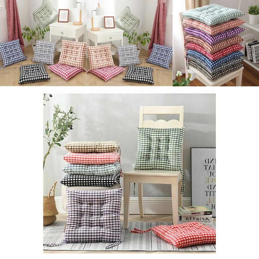 Thickened Grid Pattern Chair Cushion For Dining And Tatami Rooms