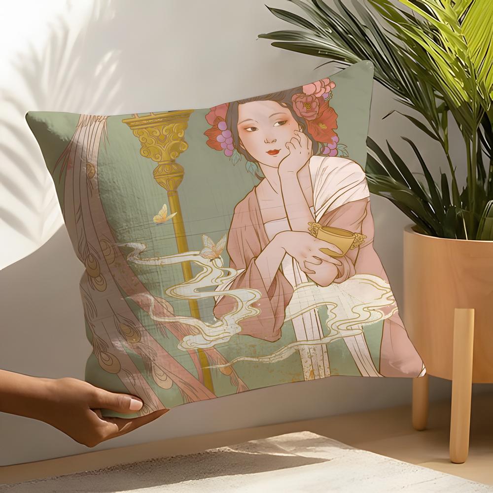 Retro Japanese Style Prints Pillow Case Home Living Room Decoration Linen Pillowcover Pillow Cases Cushion Cover