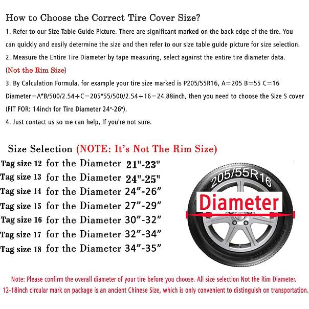 Moonet 27-29 Inch Spare Tire Cover Thickening Leather Universal Fit For Jeep, Trailer, RV, SUV, Truck, Tough Tire Wheel Soft Cover (Fits Entire Tire