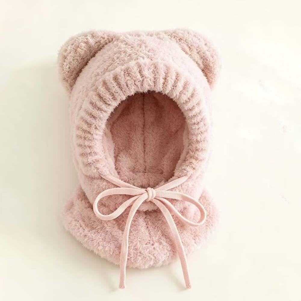 Thickened Kids Winter Beanie Knitted Thick Warm Balaclava Hooded Scarf Hat Toddlers