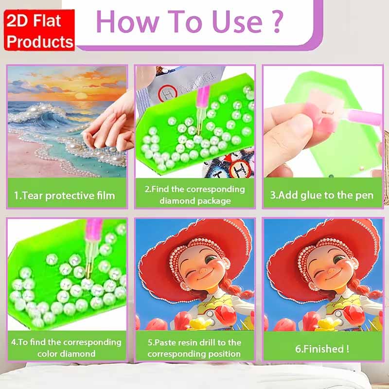 Disney Pearl Painting Toy Story Trish and Flowers Handmade DIY Pearl Gemstone Painting Pictures Crafts Special Shape Home Wall Decoration
