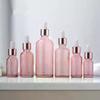Dropper Bottles Refillable 5-100ML Rose Gold Lid Cosmetic Container Glass Aromatherapy Liquid For Essential Massage Oil Pipette