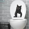 Funny Black Cat Toilet Sticker Humorous Bathroom Decal with Toilet Paper Design Self-Adhesive,
