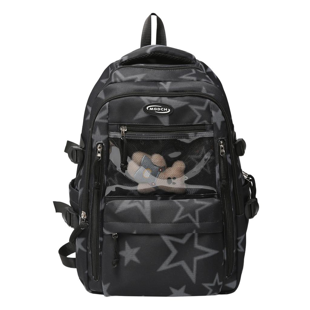Schoolbag Star Printed Transparent Backpack Junior High School Student Teen Campus Large Capacity High Value School Bag Unisex