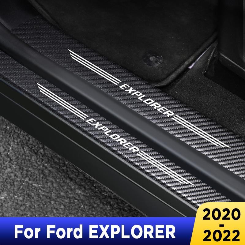 

Для Ford EXPLORER 2023 2022 автомобильная педаль на пороге из углеродного волокна, аксессуары с текстурой, кожаный Стайлинг, автомобильная наклейка