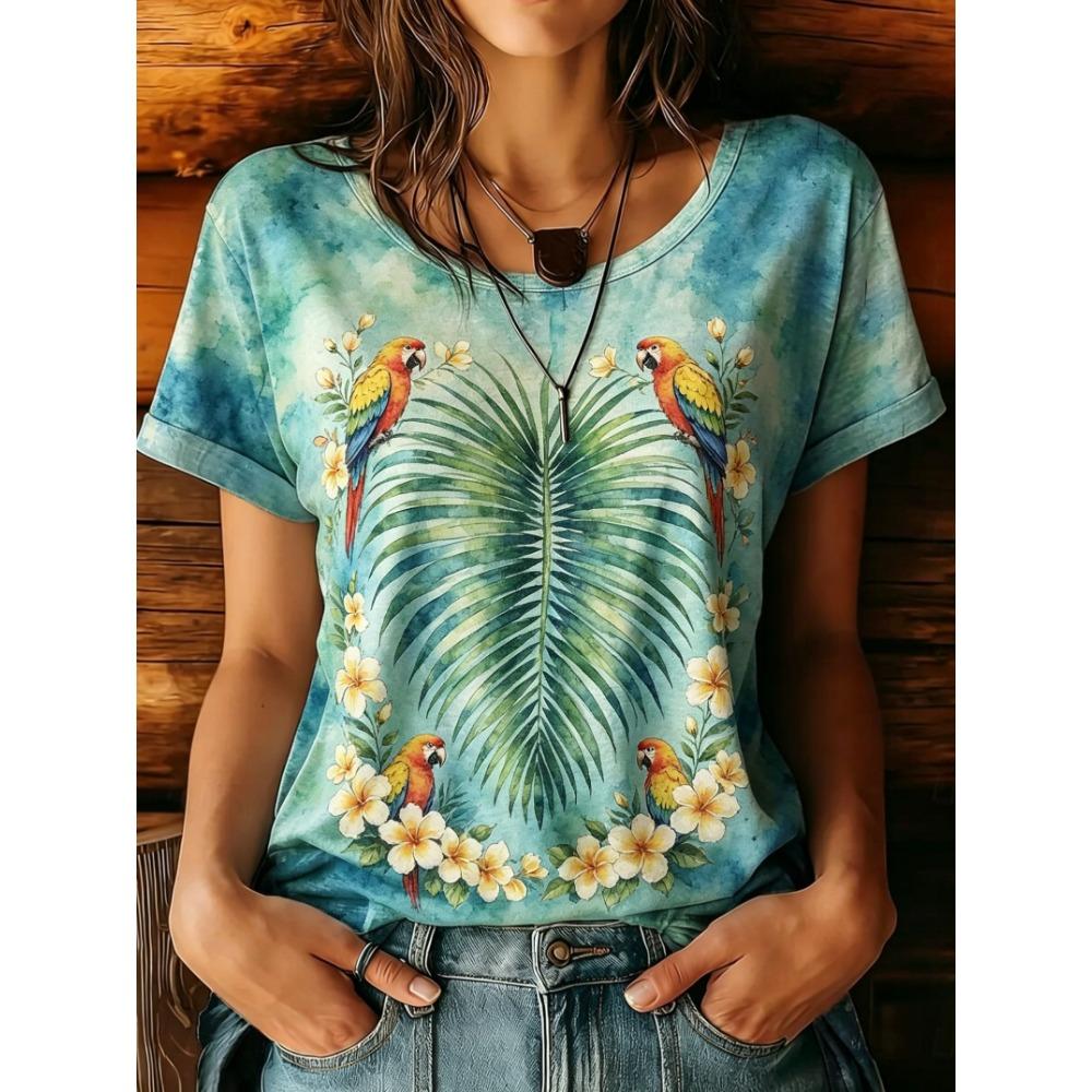 Women's Yellow Tie-Dye Sunflower Butterfly Print Round Neck T-Shirt Short Sleeve Casual Tops for Spring Summer