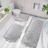 Pebble Coral Fleece Bathroom 3-Piece Set - Water-Absorbent & Cold-Insulating Mat