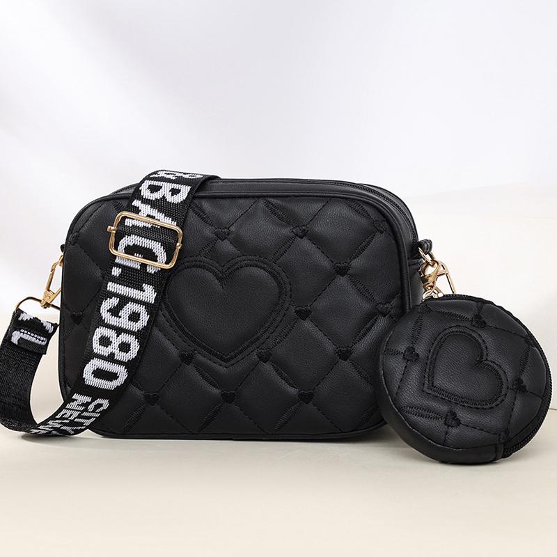 

Женская сумка через подмышку New Mother Комплект из двух предметов из искусственной кожи с текстурой и узором в форме сердца Сумка через плечо Маленькая сумка через плечо 20x7.5x15cm