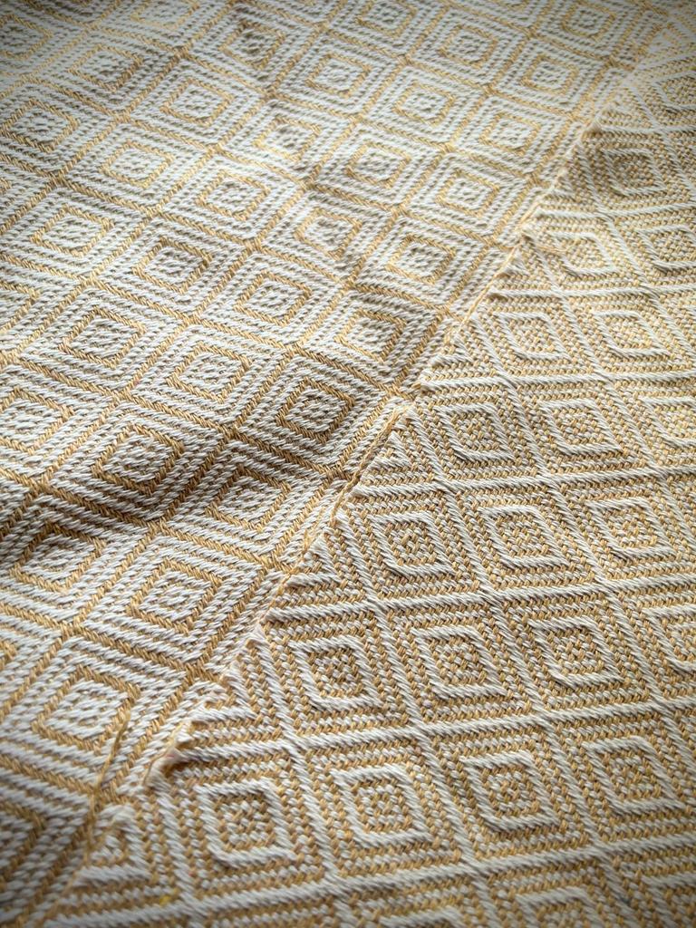Thick Jacquard Diamond Fabric Ethnic Ortega Native American Craft Handmade Diamond Reversible Scraps, Pattern, Supplies, Pattern, (Beige, 2m)
