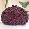 Fuchsia/Rosenrot Diamant Abendtaschen Damen Geldbörsen Clutch Luxus Designer Tasche Damen Halbrund Kristall Blätter Mini Handtaschen