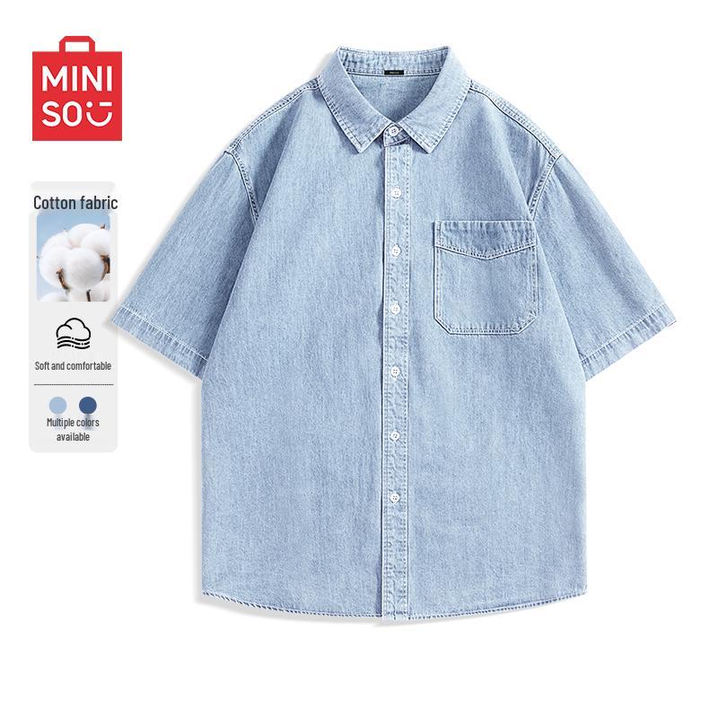 MINISO Men's Summer Denim Short-Sleeve Shirt