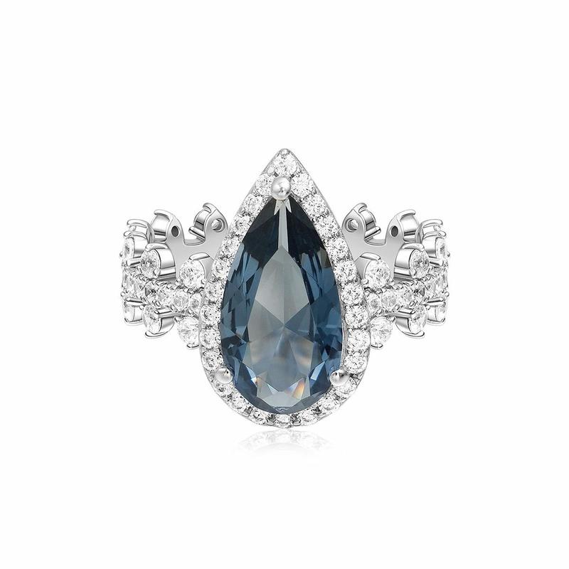 APM Monaco [Romantic Confession] Pavé blue water droplets high-end light luxury cubic zirconia ring for women Blue Drops of Light 52 Endless Love