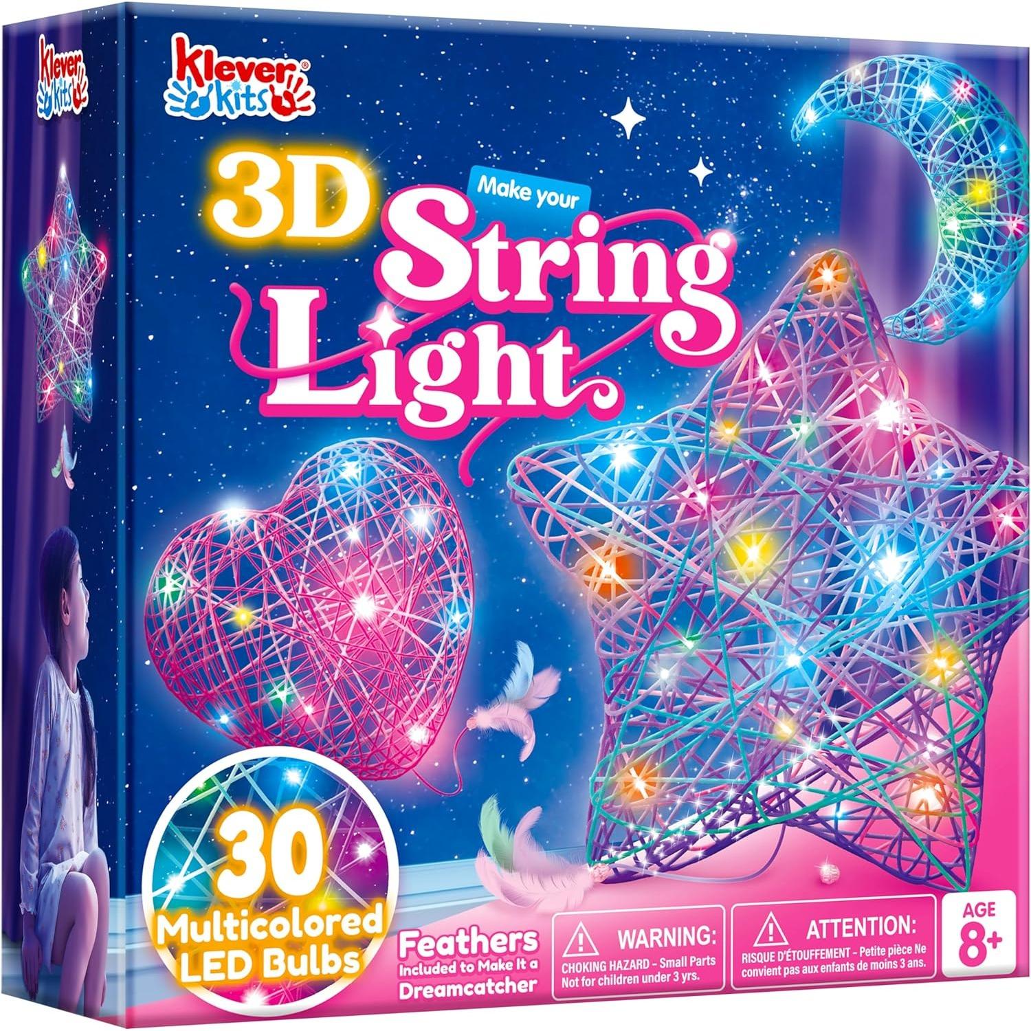 

JOYFY 3D String Art Kit Light Up String Light Toy with 30 Multi-Colored LED Bulbs Arts Craft Set for Kid Birthday Chirstmas Gift