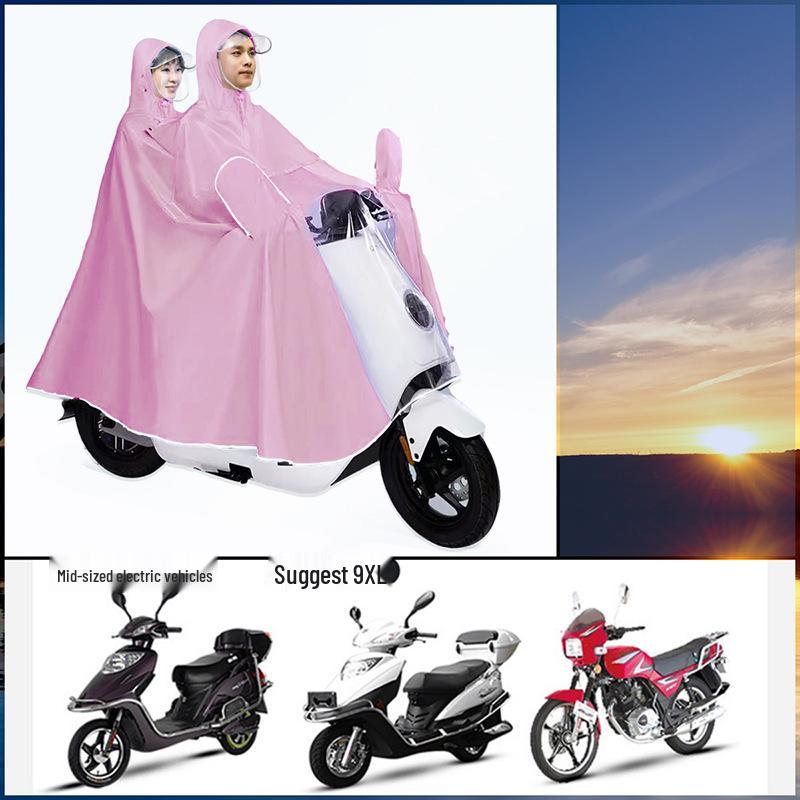 Thickened Electric Vehicle Poncho with Clear Dashboard, Double Brim, and Extended Length for Rainstorm Protection – Helmet-Compatible
