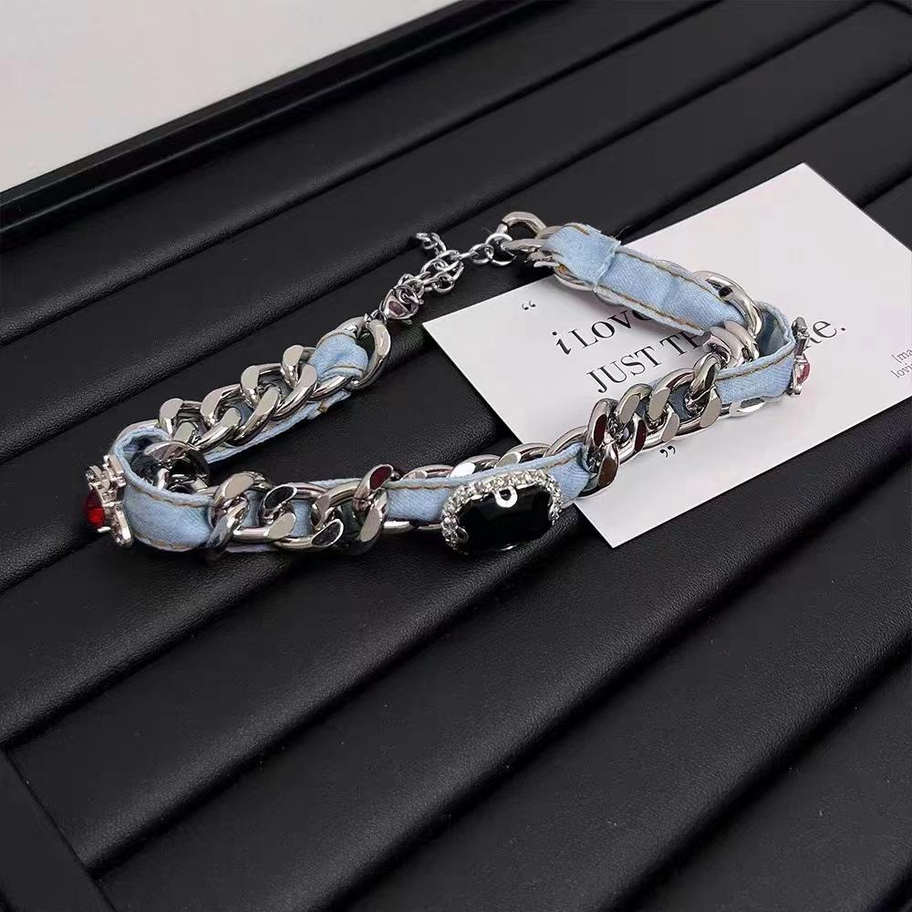 Y2k Hot Ruby Element Necklace Womens Fashionable Geometric Jewelry Chain