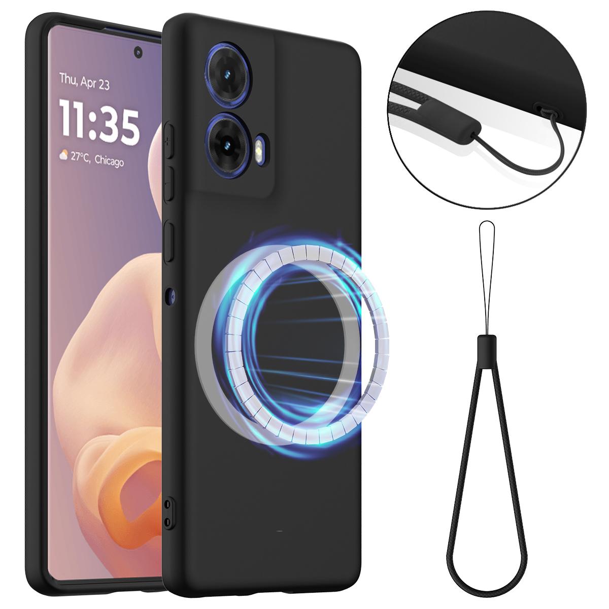 

For Motorola Moto G45 5G/Motorola Moto G34 5G Case Compatible with MagSafe Anti-Drop Liquid Silicone Phone Cover Black