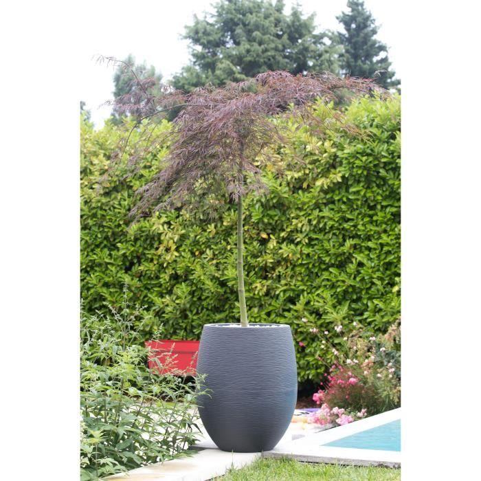 Round Egg Flower Pot Ø 50cm - EDA - Graphite - 53 L - Ø 50 X H. 53 Cm - Anthracite Grey