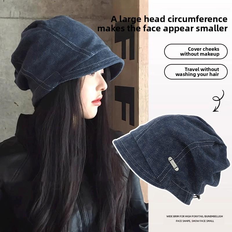 Vintage Denim Cap With Warmth And Windproof Features For Autumn Winter Fashion Enthusiasts