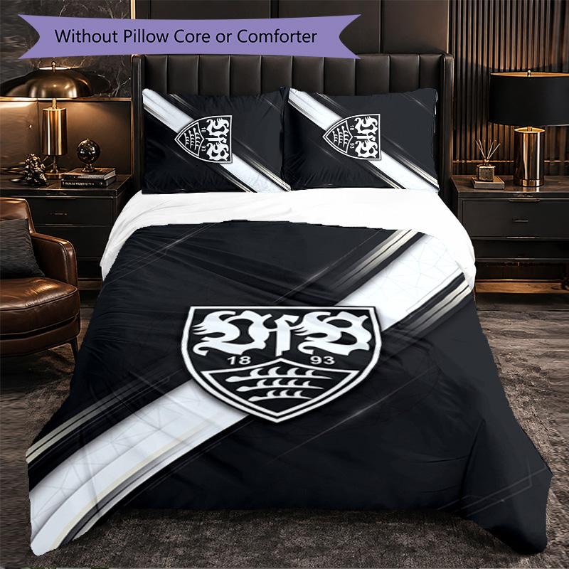 Biancheria da letto a tema VfB Stuttgart Set 3 Pezzi Copripiumino Biancheria da letto Decorativa per Camera Adolescenti Decorazione Casa