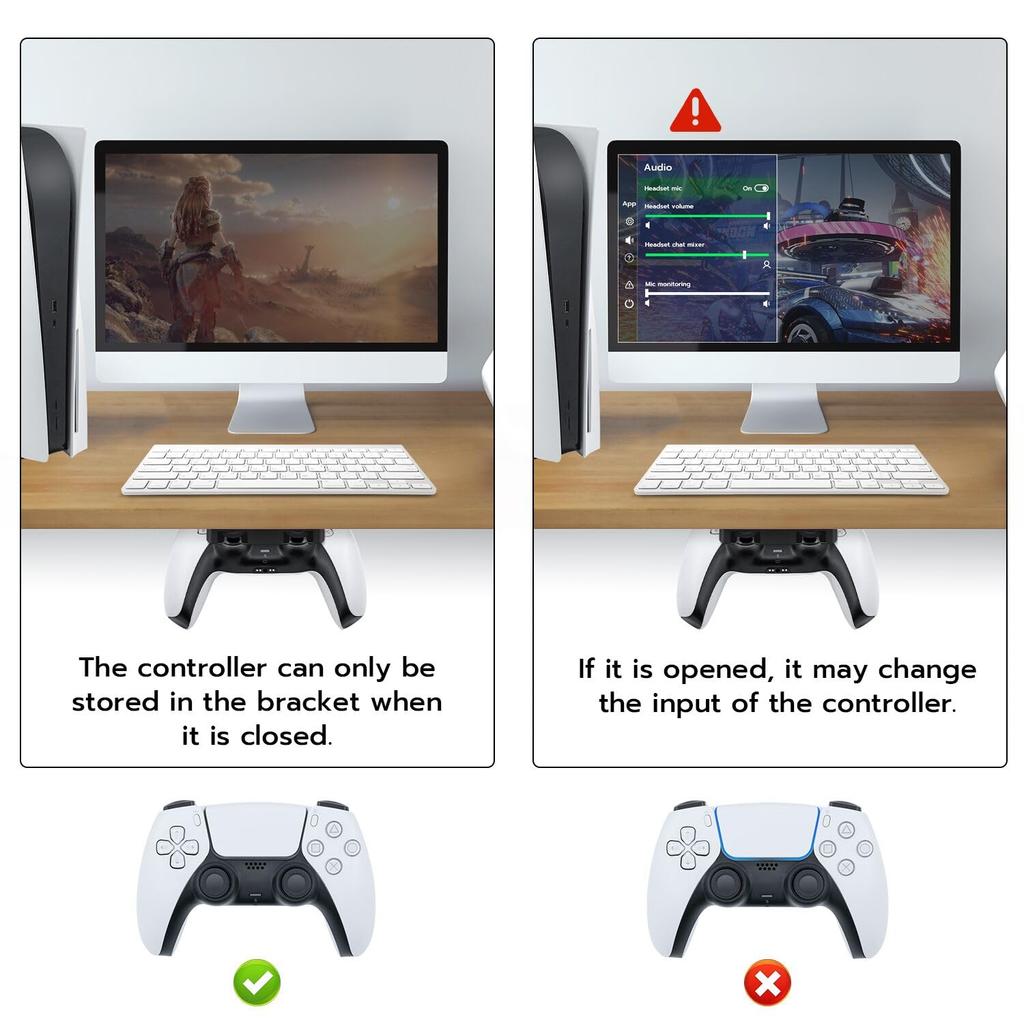 Mcbazel Controller Storage Stand for Tabletop Storage PS5 Controller Table Stand Tape Controller Storage Black PS5/PS4 Controllers, Mount, Under-Desk