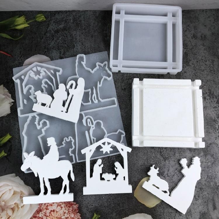 2PCS Nonstick Silicone Ornament Mold Crafting Moulds Prayer Pattern Moulds Table Decorative Molds for Any Interior Space