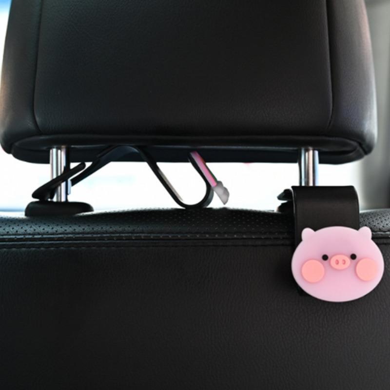 Car Seat Back Hook Universal Multifunctional Cartoon Storage Hook Automatic Rear Seat Mobile Phone Tablet Holder Hanging Hooks
