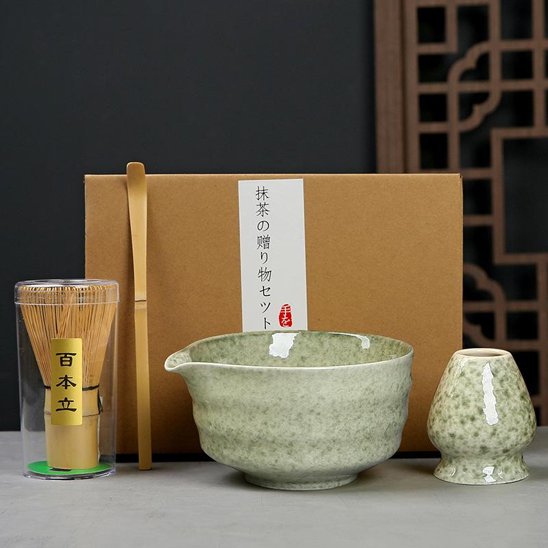 4Pcs Whisk Set Elegant Matcha Tea Set Reusable Matcha Making with Ceramic Matcha Bowl Whisk Holder for Tea Lovers