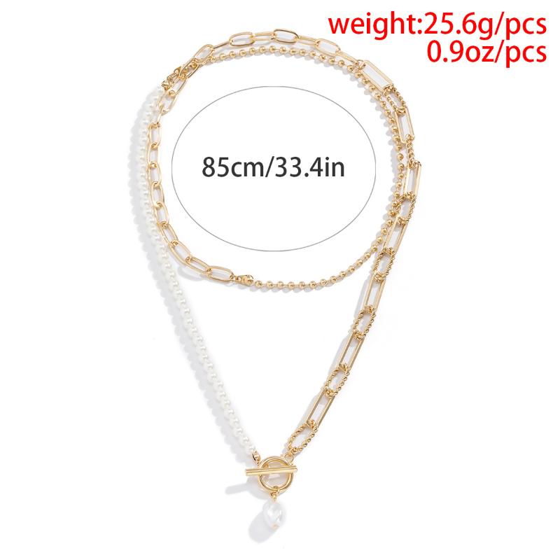 Vintage Gold Color Multiple Styles Imitation Pearl Necklace For Women Boho Trendy Multi-Layer Crystal Pendant Necklaces Jewelry