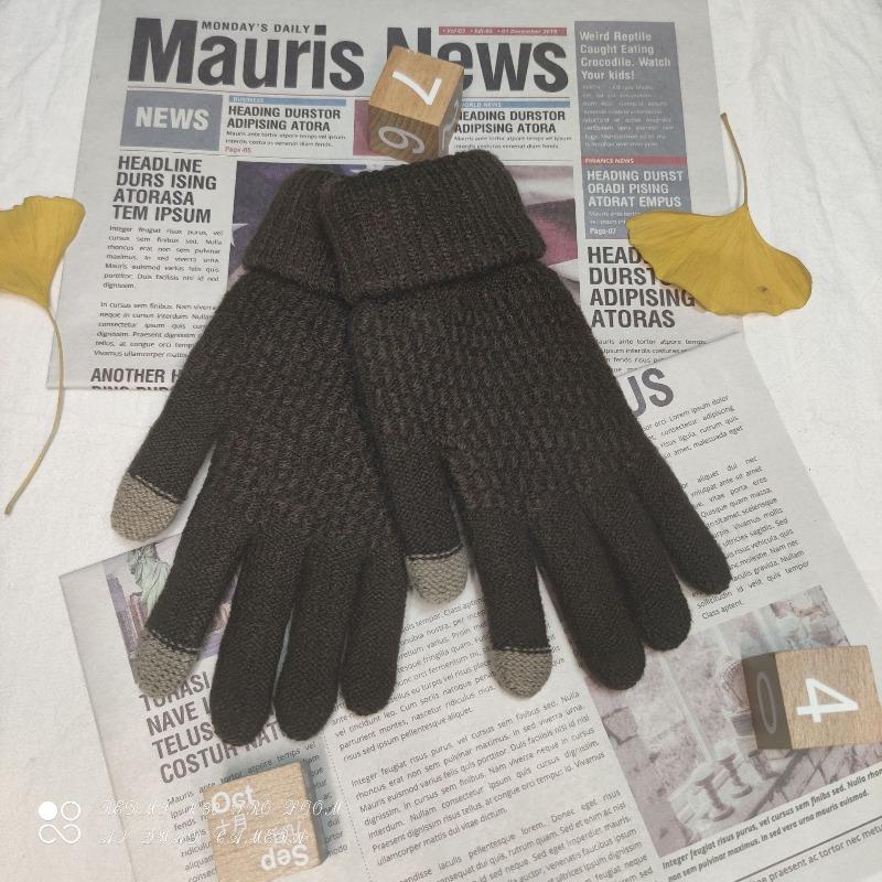 Touch Screen Gloves Women's Winter Knitted Fleece Jacquard Thickened Non-slip Warm Fashion Winter Gloves