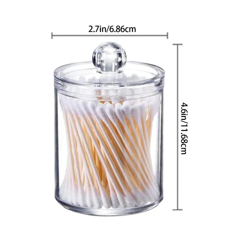 Multipurpose Clear Acrylic Storage Container Set With Lids Qtip Dispenser For Vanity Bathroom Countertop Organization
