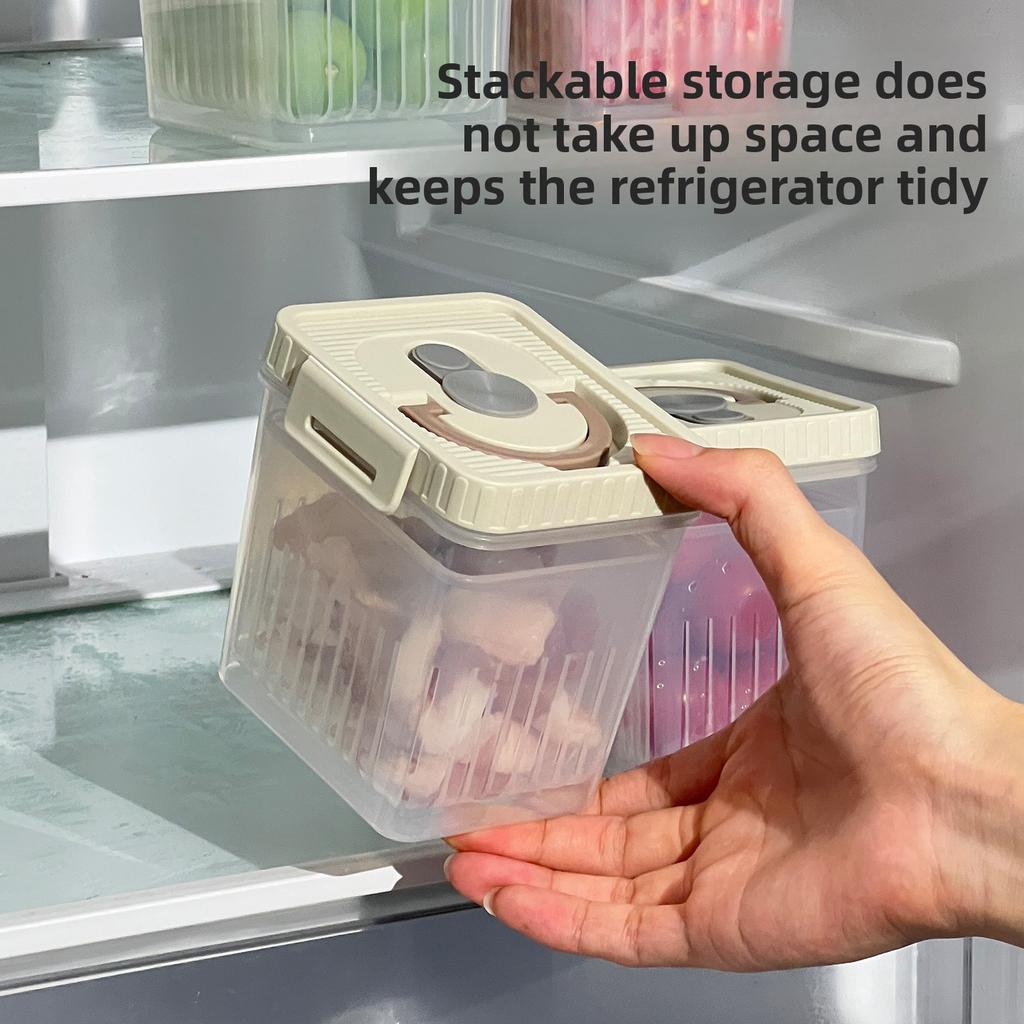 Clear Plastic Food Storage Box Portable Moisture Proof Sealed Snacks Grain Storage Container Drain Fruit Box Kitchen Organizer