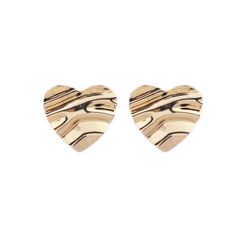 Wrinkle Heart Women's Stud Earrings Folded Small Love Heart Bohemian Female Ear Accessories Unusual Earrings boucle oreille