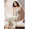 French Floral Suspender Skirt Women's Summer Retro Rose Temperament Satin Dress Sleeveless Fashion Long Skirt