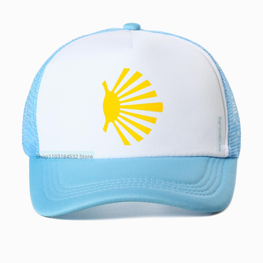 

Camino De Santiago Symbol Large Yellow Scallop Shell cap fashion casual mesh sun hat Adjustable Breathable snapback hat Adjustable