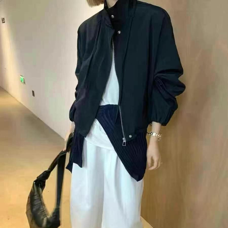 Design Sense Women's 2025 Spring Japanese Style Drawstring Stand-Up Collar Workwear Jacket