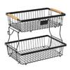 Fruit Vegetable Storage Basket Countertop Bowl Storage Organizer for Vegetable Metal Wire Storage Basket with 2 Banana Hangers