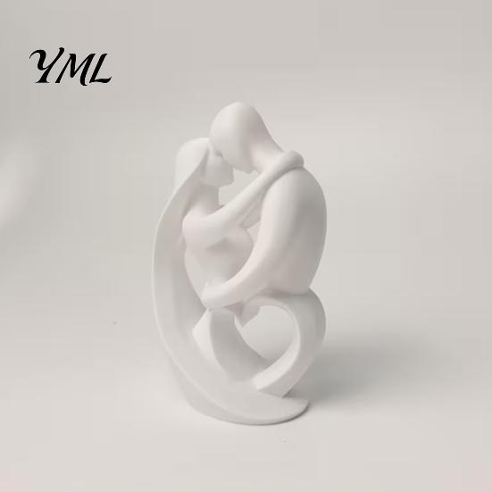 Unique Wedding Gift Ideas 3D Printed Abstract Couple Embrace Statue, Heart Hollow Love Figurine, Minimalist Romantic Soft Furnishing Displays