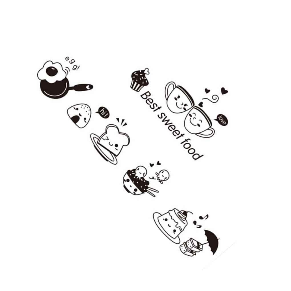 Cucina Caffè Cibo Dolce Cartone Animato Ragazza Che Cucina Fai da Te Adesivo Murale Sala da Pranzo Carta da Parati in PVC Decalcomanie Rimovibili