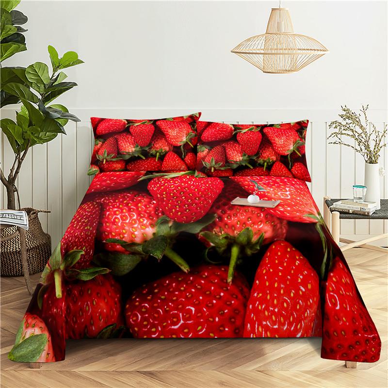 Frisches Obst 0,9/1,2/1,5/1,8/2,0 m Digitaldruck Polyester Bett Flachbettlaken mit Kissenbezug Druck Bettwäsche Set
