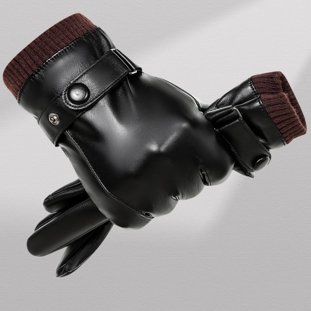 Thick Velvet Male Windproof Gloves Keep Warm Motorcycle Full Finger Mittens Driving