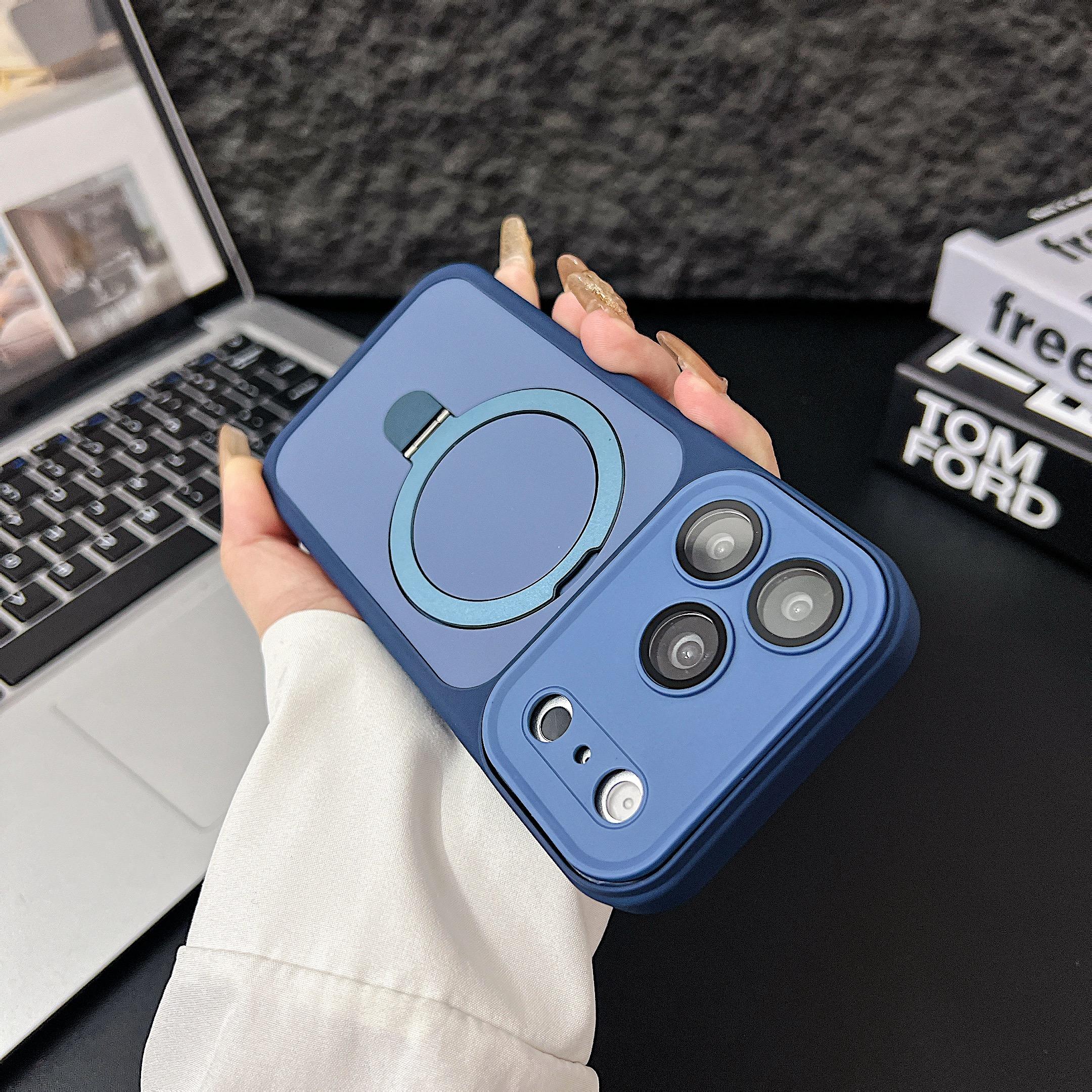 

Металлическое кольцо-держатель для MagSafe Магнитный чехол для iPhone 17 Air 16 15 14 13 12 11 Pro Max Plus Матовое защитное покрытие для камеры iPhone Air темно-синий