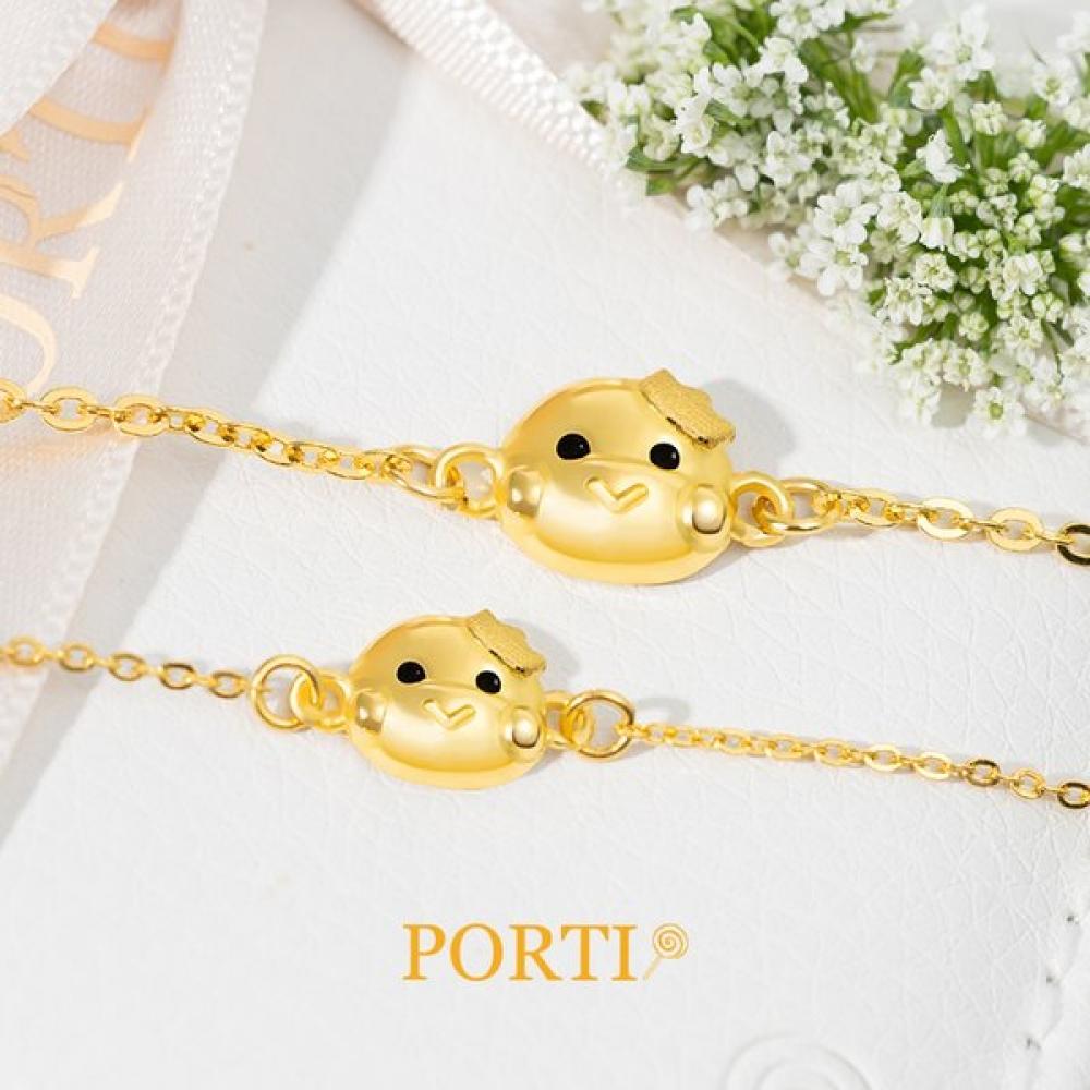 Porti 24k Gold 1.875g Snake Crown Chain Bracelet